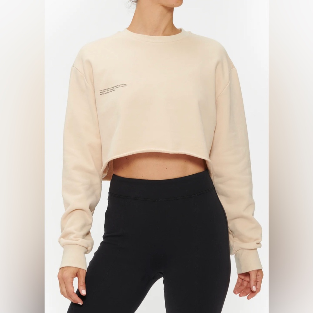 PANGAIA 365 cropped sweatshirt olive sage green size small crewneck